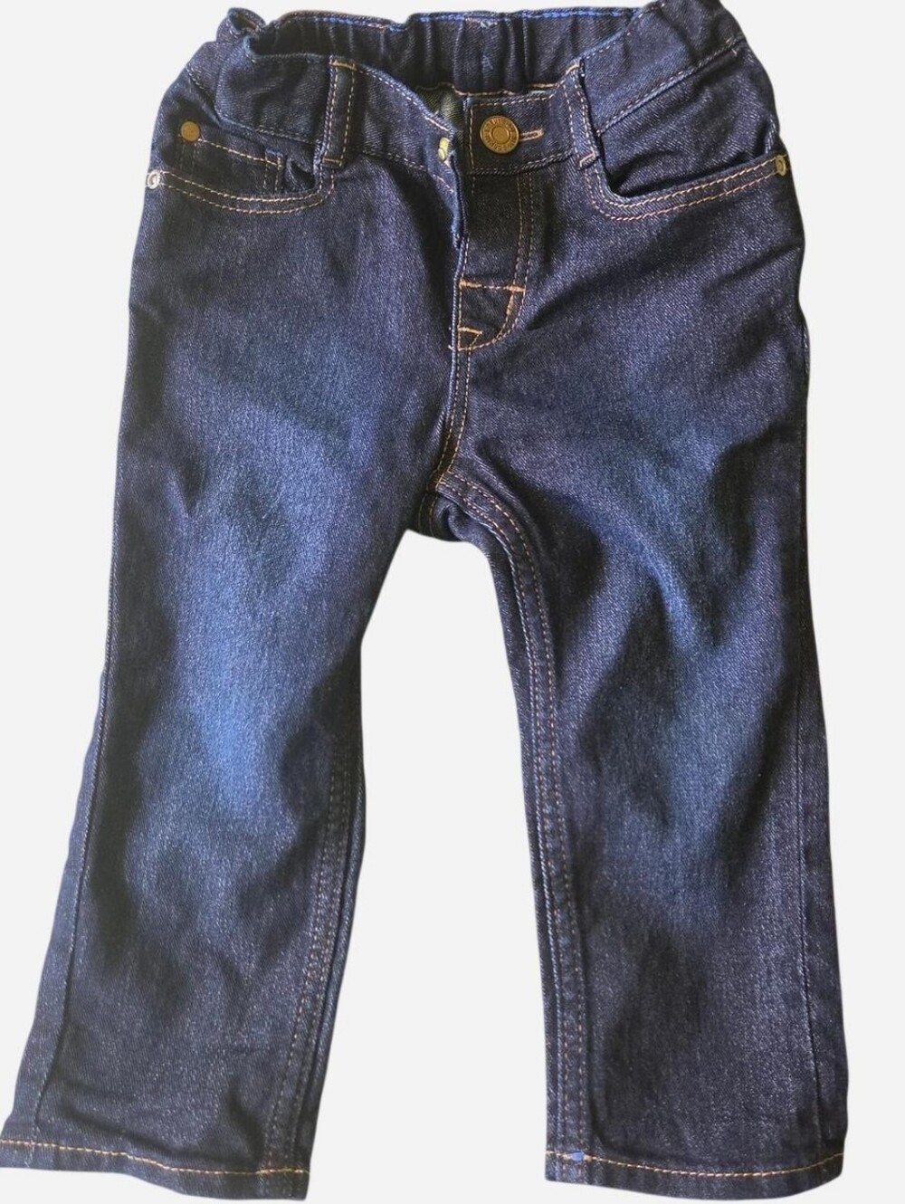H&M &Denim Toddler Baby Jeans 12-18 Months Slim Fit Dark Wash Elastic Waist New
